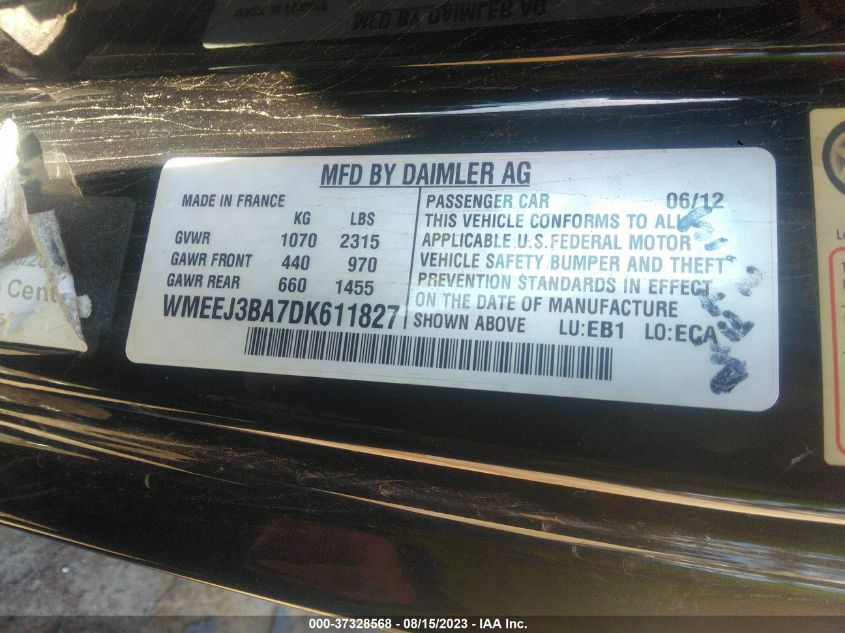 2013 SMART FORTWO PURE/PASSION - WMEEJ3BA7DK611827