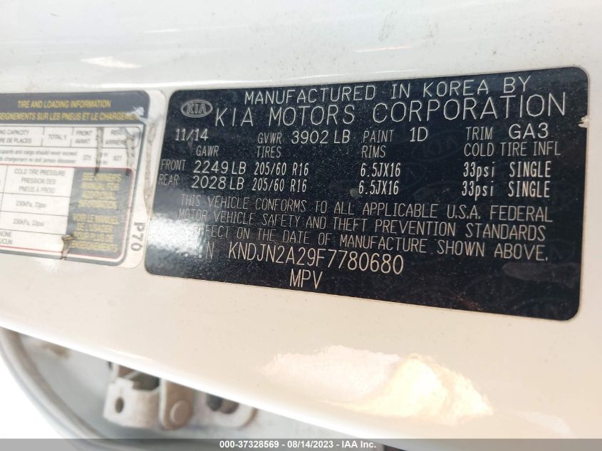 2015 KIA SOUL BASE - KNDJN2A29F7780680