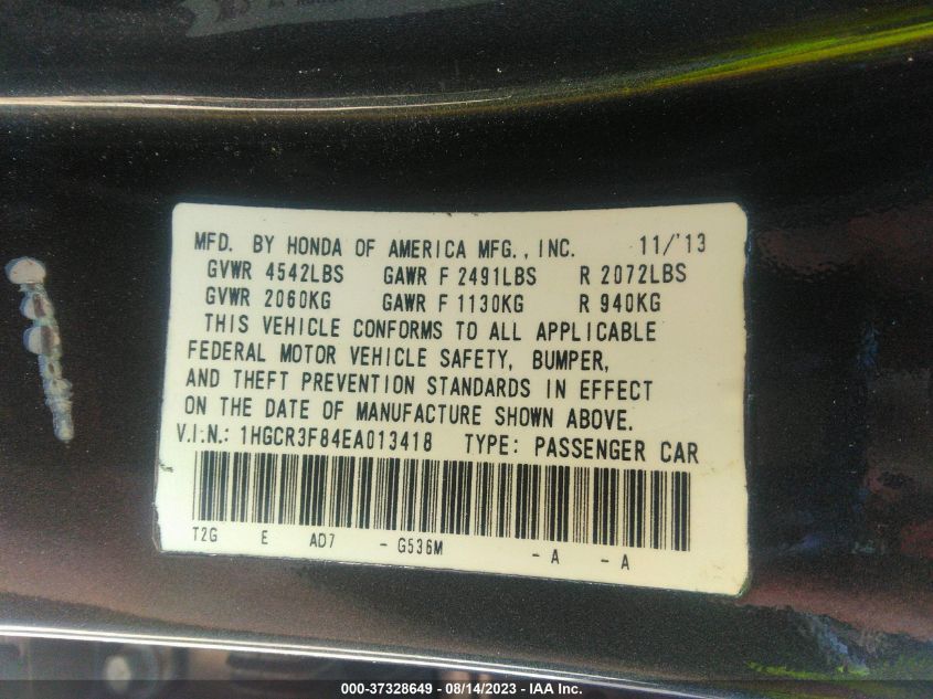 2014 HONDA ACCORD SEDAN EX-L - 1HGCR3F84EA013418