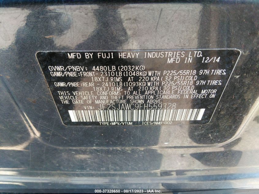 2015 SUBARU FORESTER 2.5I TOURING - JF2SJAWC9FH559328