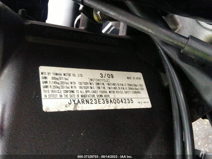 2009 YAMAHA YZFR1 JYARN23E39A004235