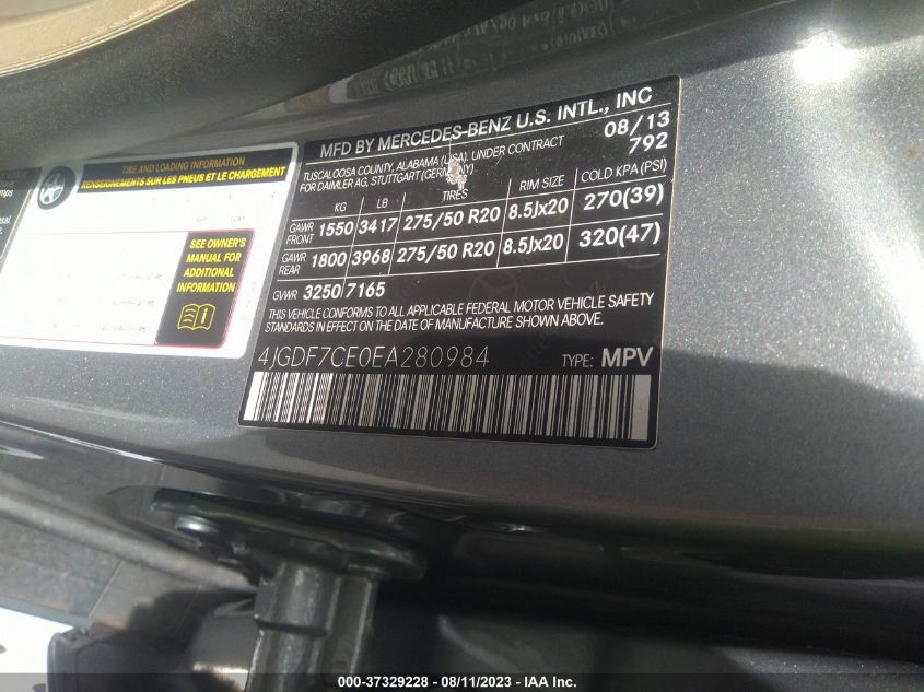 2014 MERCEDES-BENZ GL-CLASS GL 450 - 4JGDF7CE0EA280984
