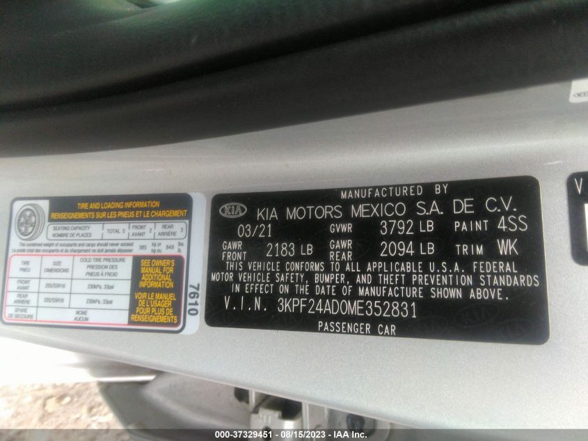 2021 KIA FORTE FE/LXS - 3KPF24AD0ME352831