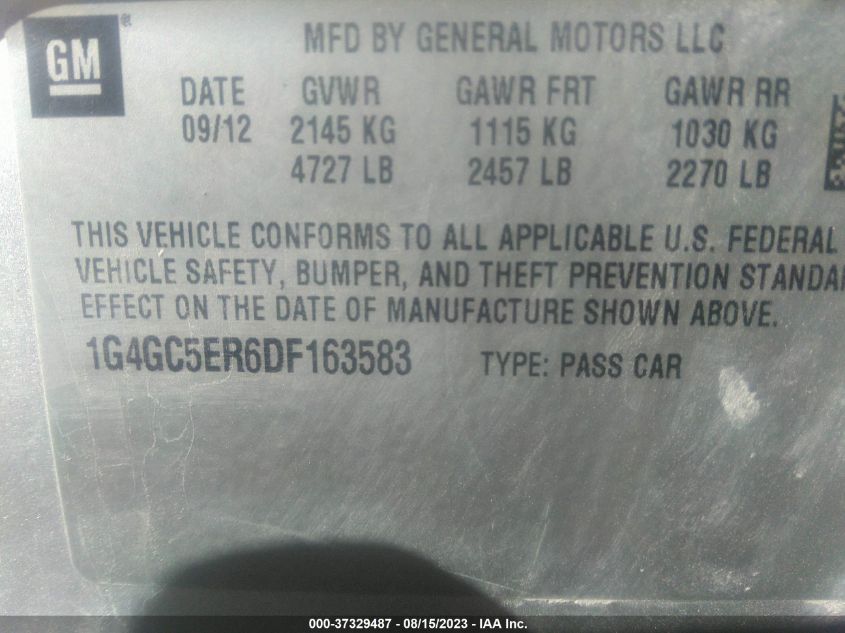 2013 BUICK LACROSSE LEATHER - 1G4GC5ER6DF163583