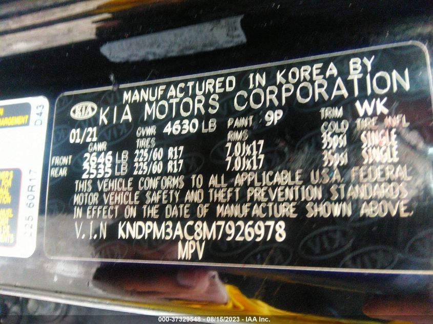 2021 KIA SPORTAGE LX - KNDPM3AC8M7926978