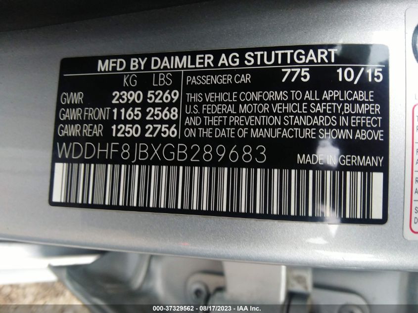 2016 MERCEDES-BENZ E-CLASS E 350 - WDDHF8JBXGB289683