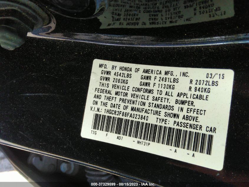 2015 HONDA ACCORD SEDAN EX-L - 1HGCR3F86FA023840