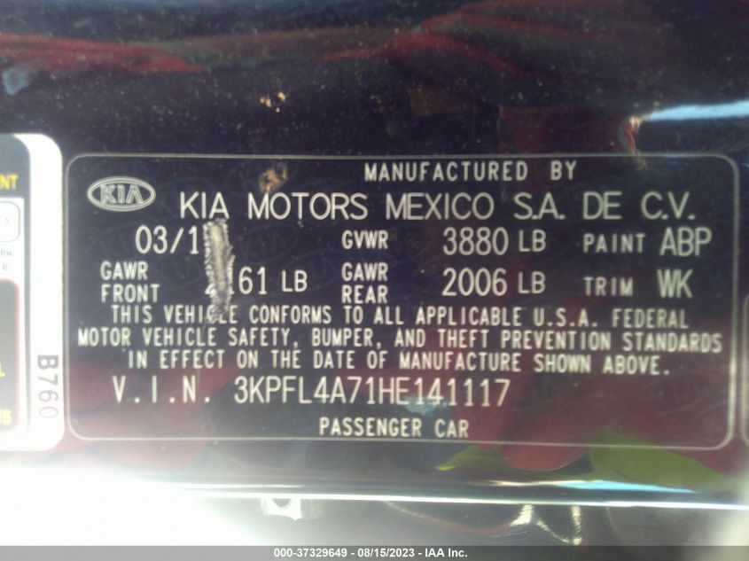 2017 KIA FORTE LX - 3KPFL4A71HE141117