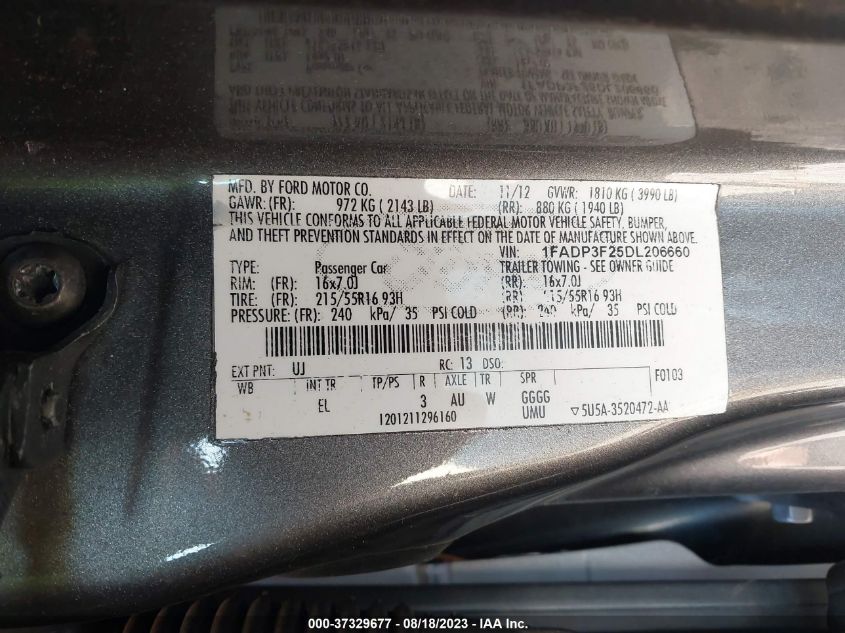 2013 FORD FOCUS SE - 1FADP3F25DL206660