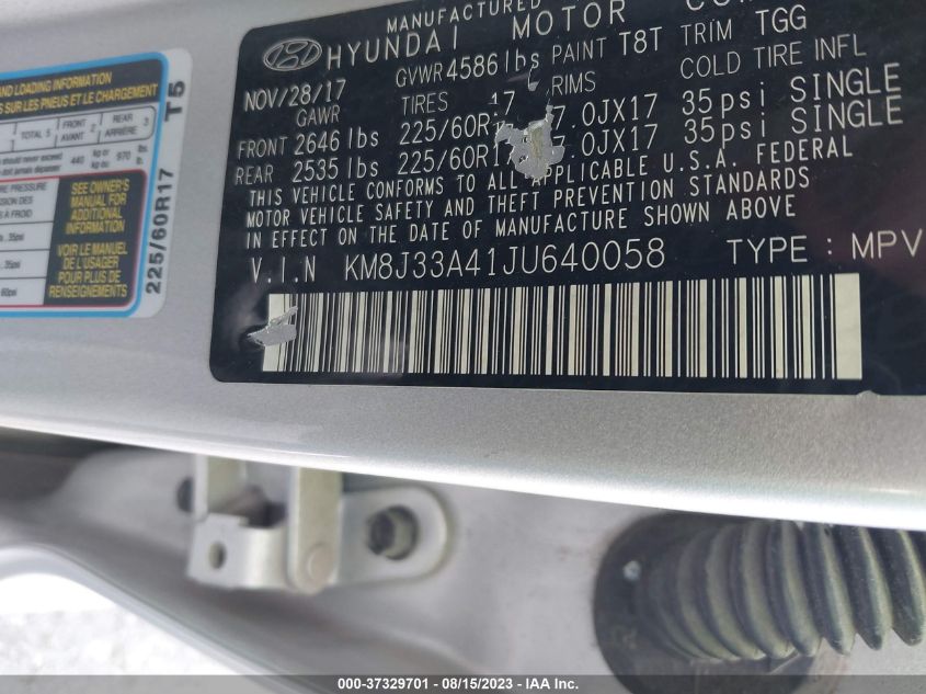 2018 HYUNDAI TUCSON SEL - KM8J33A41JU640058
