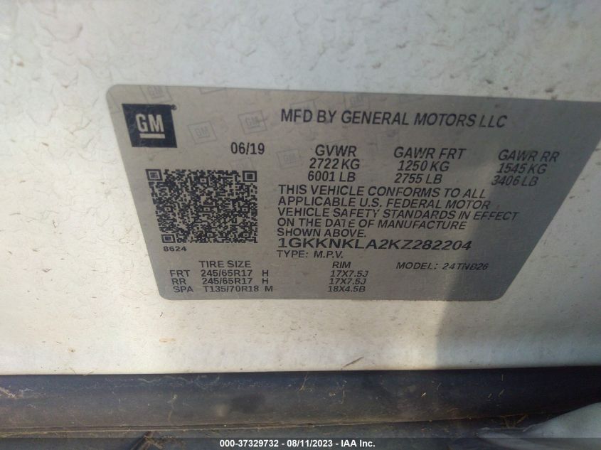 2019 GMC ACADIA SLE - 1GKKNKLA2KZ282204