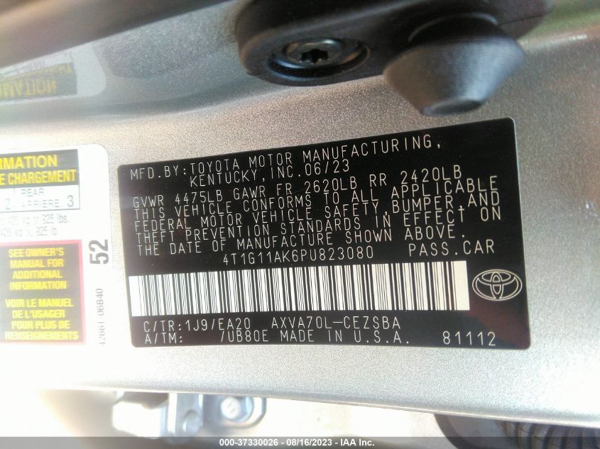 2023 TOYOTA CAMRY SE/SE NIGHTSHADE - 4T1G11AK6PU823080