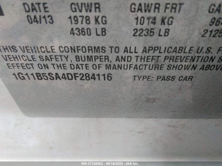 2013 CHEVROLET MALIBU LS - 1G11B5SA4DF284116