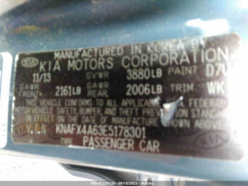 2014 KIA FORTE LX - KNAFX4A63E5178301