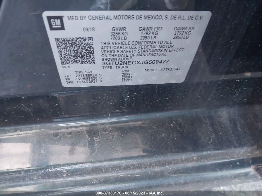 2018 GMC SIERRA 1500 SLT - 3GTU2NECXJG569477