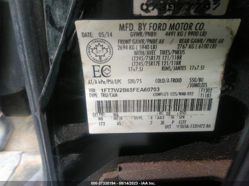 2015 FORD F-250 XL - 1FT7W2B65FEA60703