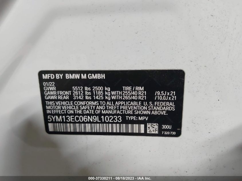 2022 BMW X3 M 5YM13EC06N9L10233