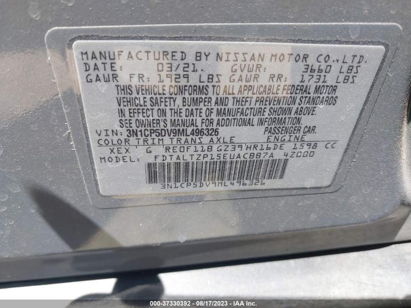 2021 NISSAN KICKS SR - 3N1CP5DV9ML496326