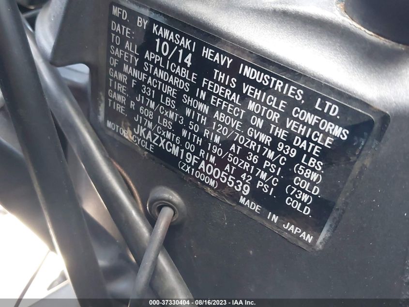 2015 KAWASAKI ZX1000 M - JKAZXCM19FA005539