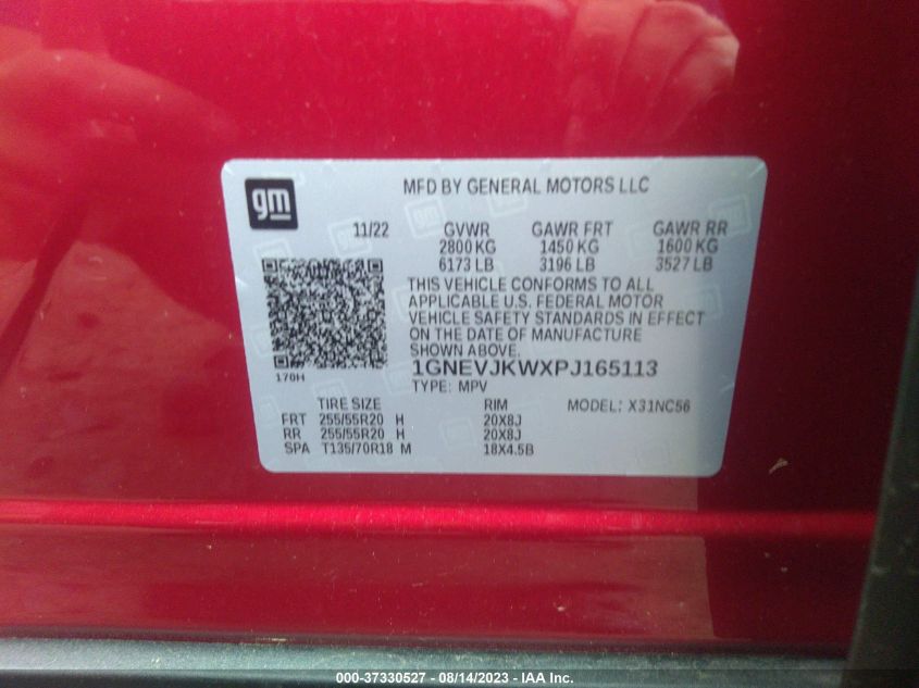 2023 CHEVROLET TRAVERSE RS - 1GNEVJKWXPJ165113