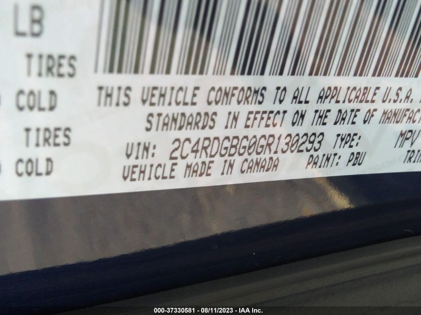 2016 DODGE GRAND CARAVAN SE - 2C4RDGBG0GR130293