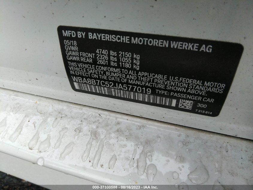 2018 BMW 340I XDRIVE WBA8B7C52JA577019