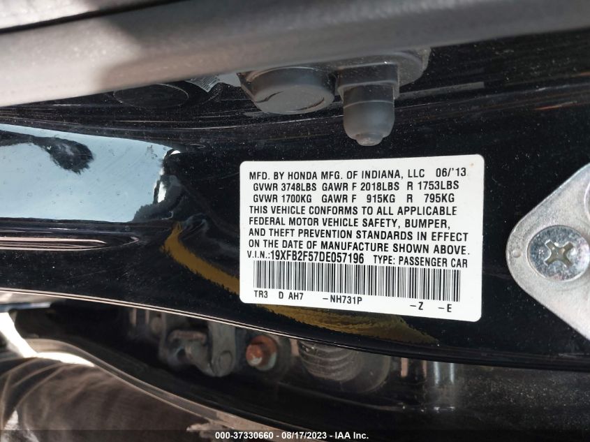 2013 HONDA CIVIC SDN LX - 19XFB2F57DE057196