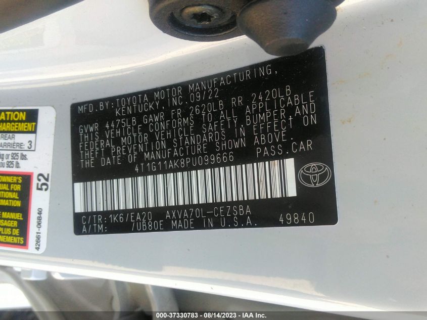 2023 TOYOTA CAMRY SE/SE NIGHTSHADE - 4T1G11AK8PU099666
