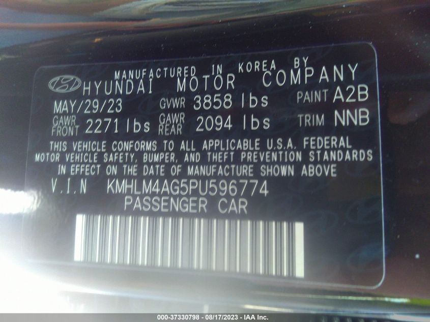 2023 HYUNDAI ELANTRA SEL - KMHLM4AG5PU596774