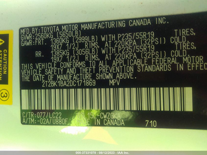 2013 LEXUS RX 350 - 2T2BK1BA2DC171869