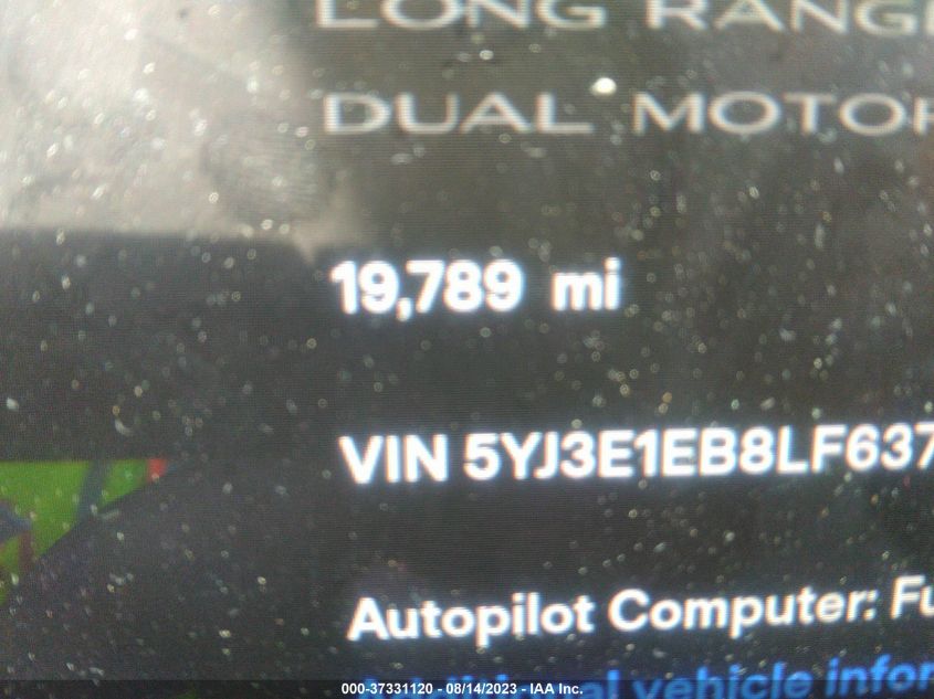 2020 TESLA MODEL 3 LONG RANGE - 5YJ3E1EB8LF637142