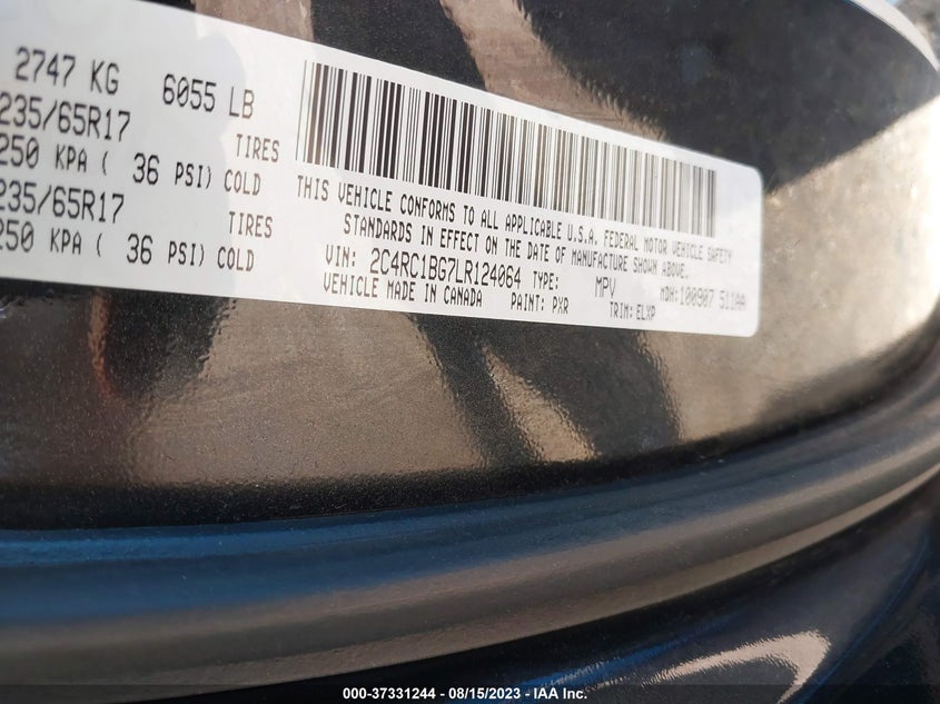VIN 2C4RC1BG7LR124064 2020 CHRYSLER PACIFICA TOURING L
