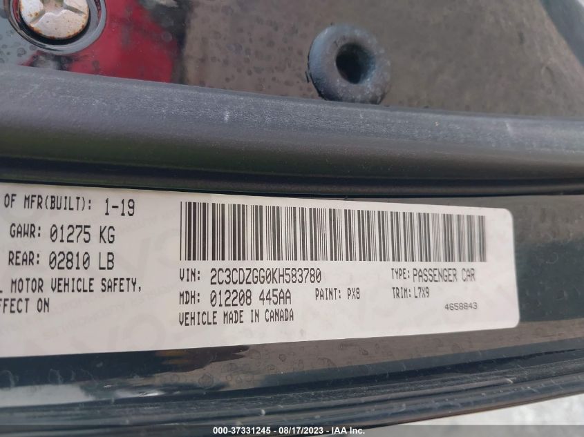 2019 DODGE CHALLENGER SXT - 2C3CDZGG0KH583780