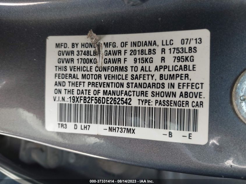 2013 HONDA CIVIC SDN LX - 19XFB2F56DE262542