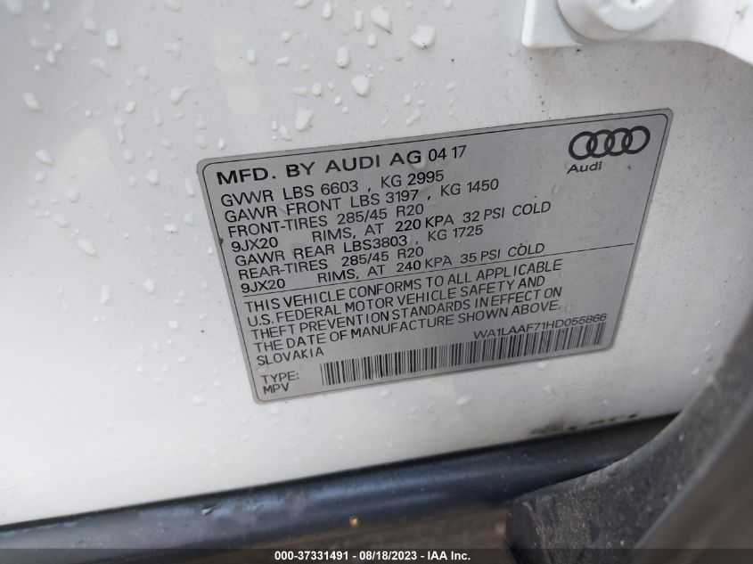 2017 AUDI Q7 PREMIUM PLUS - WA1LAAF71HD055866