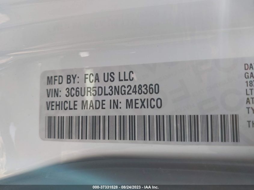 2022 RAM 2500 BIG HORN - 3C6UR5DL3NG248360