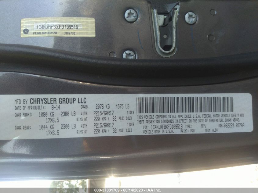 2015 JEEP PATRIOT - 1C4NJRFBXFD109518