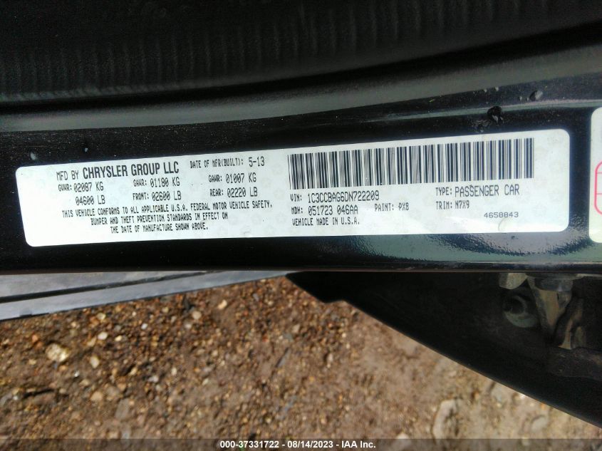 2013 CHRYSLER 200 LX - 1C3CCBAG6DN722209