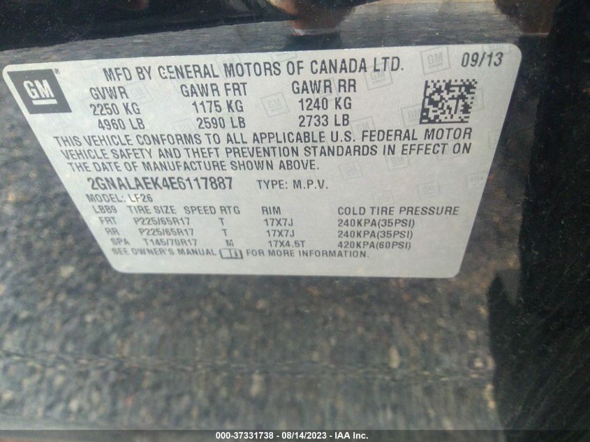 2014 CHEVROLET EQUINOX LS - 2GNALAEK4E6117887