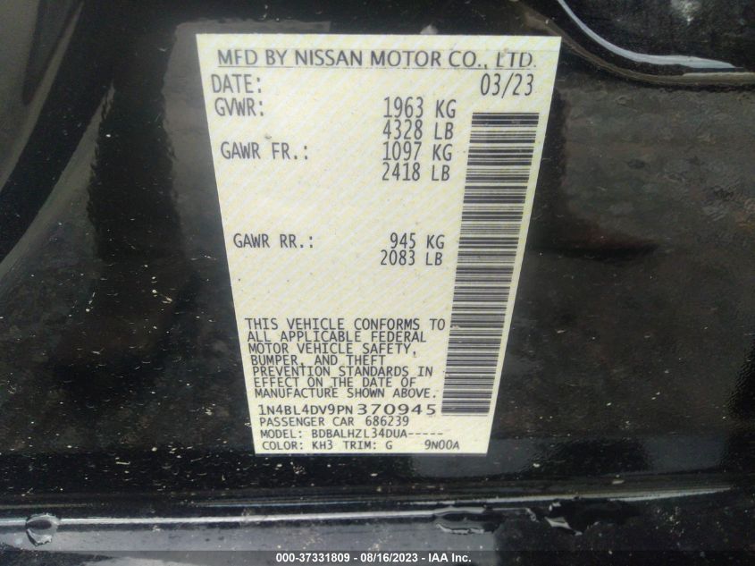 2023 NISSAN ALTIMA 2.5 SV - 1N4BL4DV9PN370945