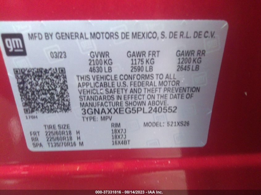 2023 CHEVROLET EQUINOX PREMIER - 3GNAXXEG5PL240552