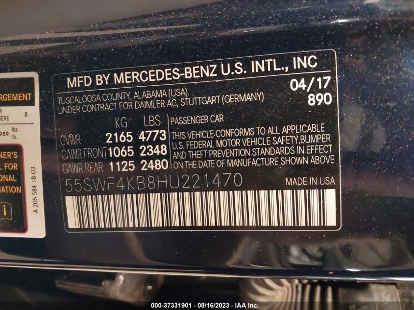 2017 MERCEDES-BENZ C-CLASS C 300 - 55SWF4KB8HU221470