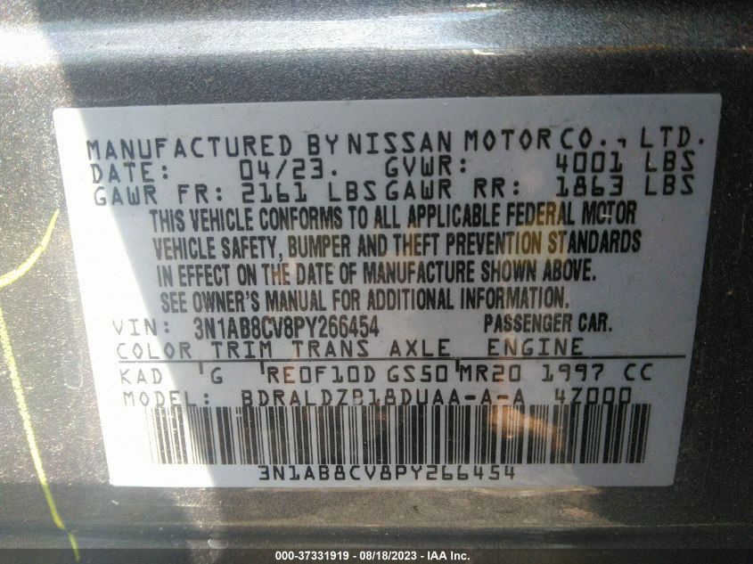 2023 NISSAN SENTRA SV - 3N1AB8CV8PY266454