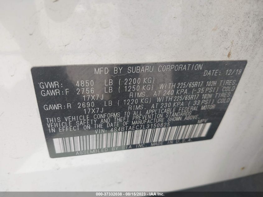 2020 SUBARU OUTBACK PREMIUM - 4S4BTAEC7L3150825