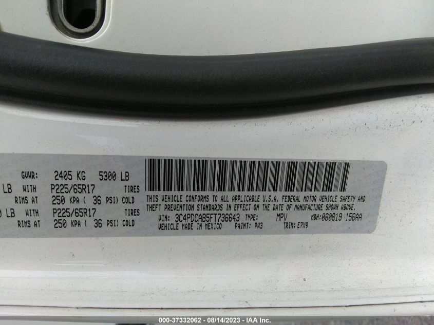 2015 DODGE JOURNEY SE - 3C4PDCAB5FT736643