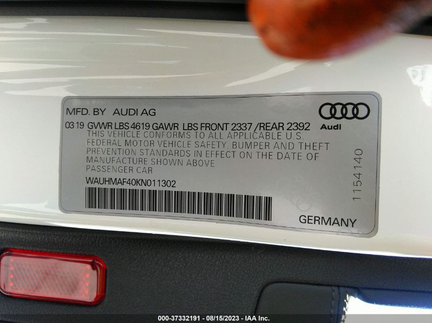 WAUHMAF40KN011302 Audi A4 PREMIUM PLUS 9