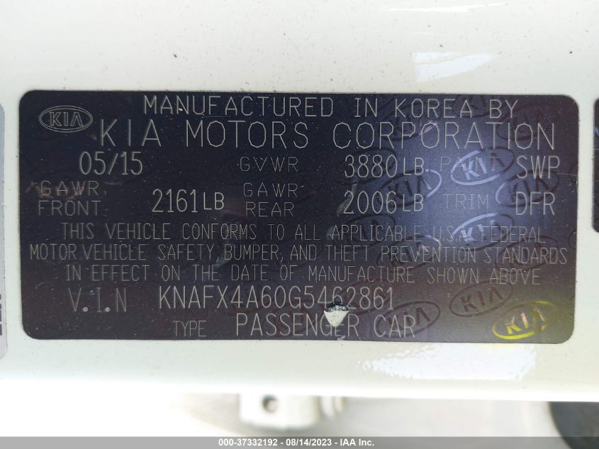 2016 KIA FORTE LX - KNAFX4A60G5462861