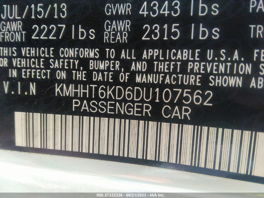 2013 HYUNDAI GENESIS COUPE 2.0T PREMIUM KMHHT6KD6DU107562