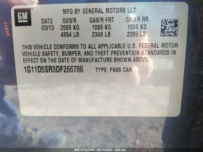 2013 CHEVROLET MALIBU 1LT - 1G11D5SR3DF266786