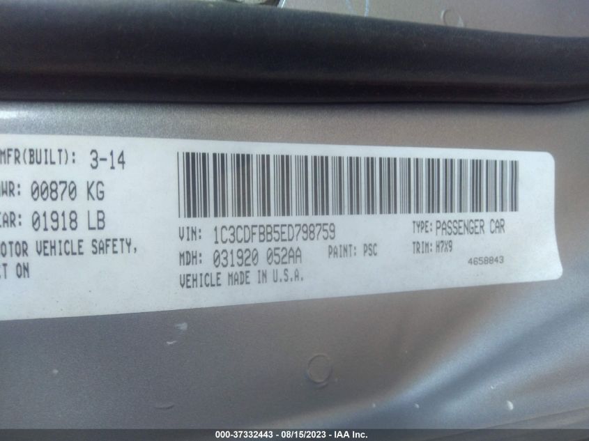 2014 DODGE DART SXT - 1C3CDFBB5ED798759